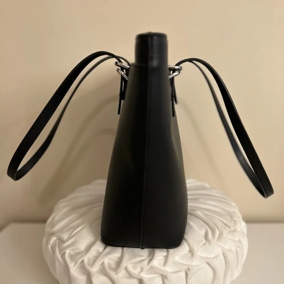 CALVIN KLEIN Black Pebbled Faux Leather Tote Shoulder Bag NWOT - Picture 6 of 12